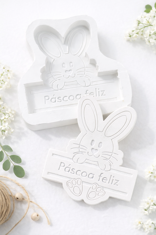 Molde coelho Páscoa feliz