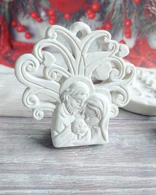 Molde de árvore da vida para presépio, em relevo branco