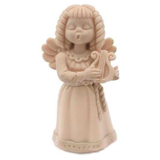 Molde 3D em forma de anjo a cantar, cor creme, com livro e asas